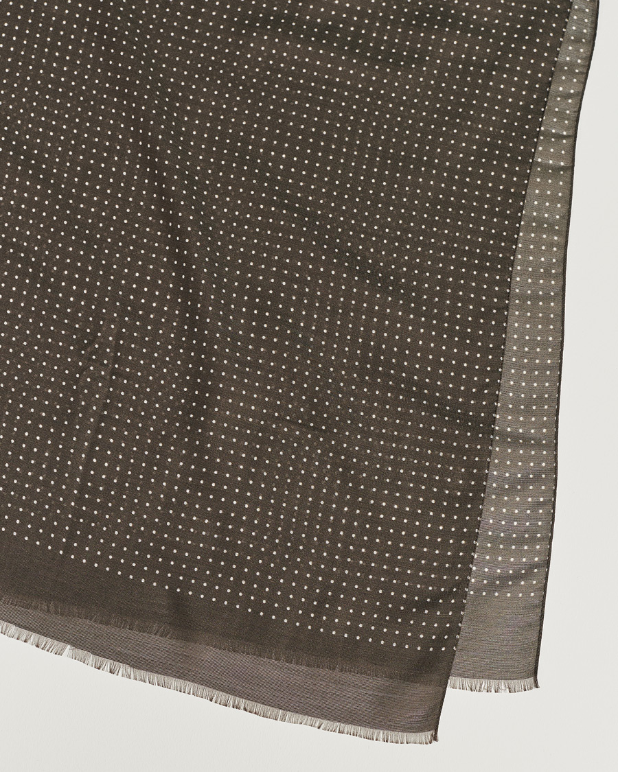 Mies | Eton Silk Wool Polka Dot Scarf Brown | Eton | Silk Wool Polka Dot Scarf Brown