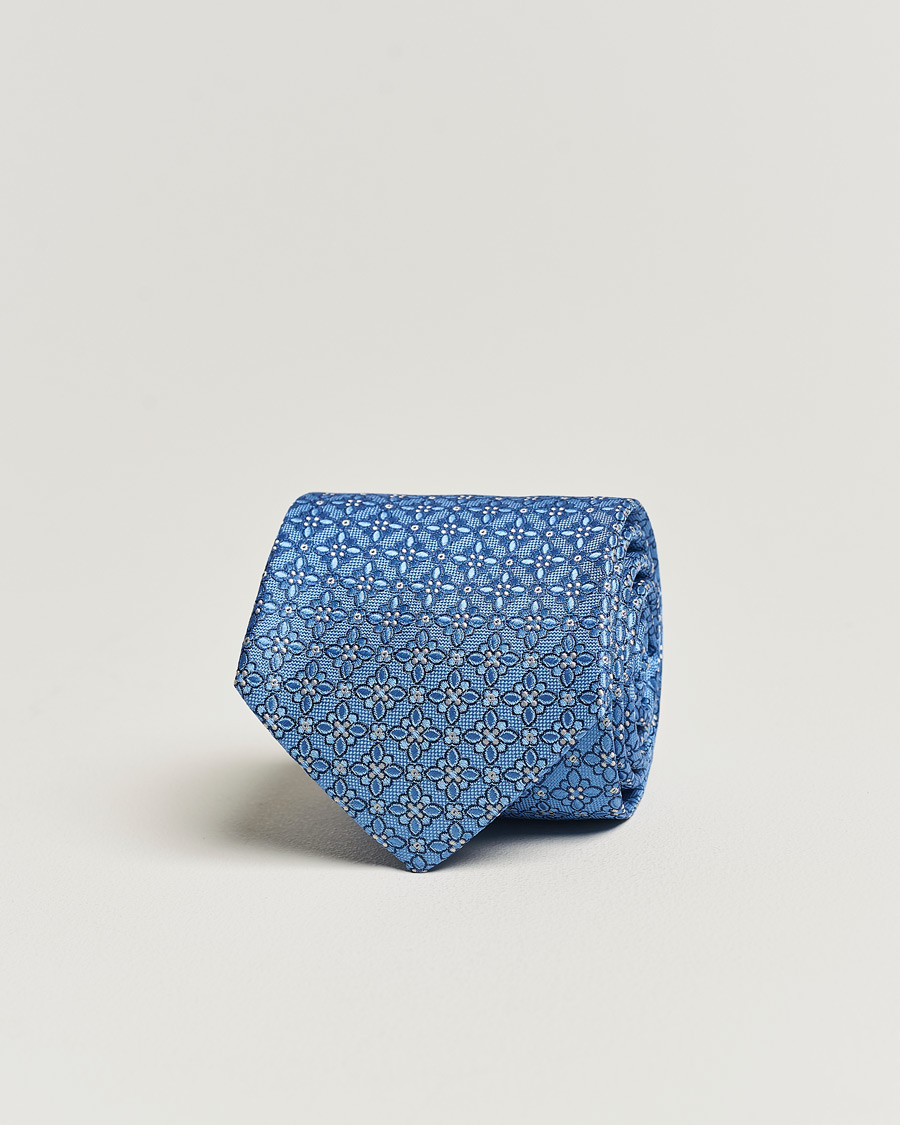 Mies | Solmiot | Eton | Silk Printed Flower Tie Blue