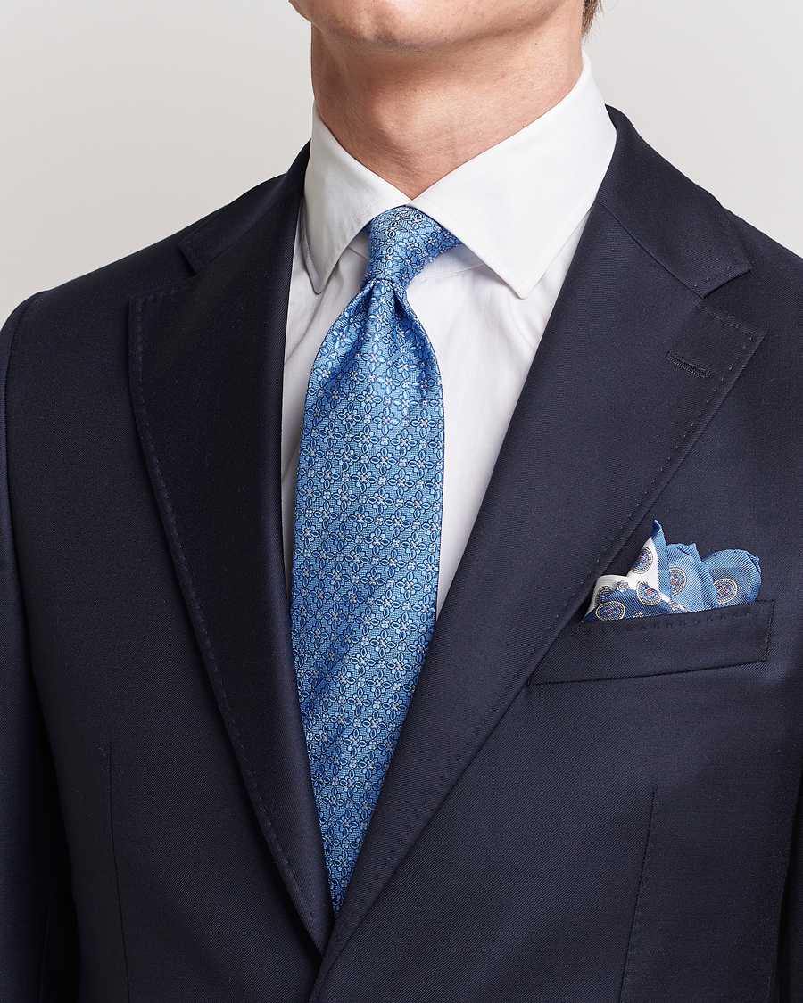 Mies | Business & Beyond | Eton | Silk Printed Flower Tie Blue
