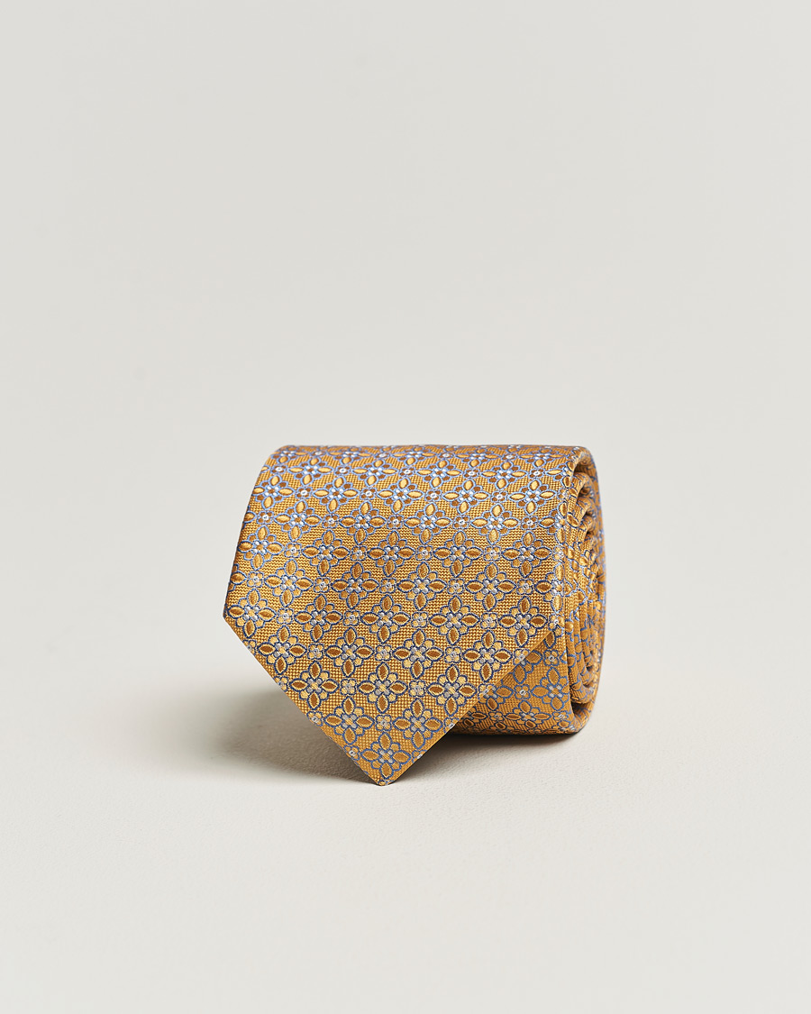 Mies | Eton Silk Printed Flower Tie Yellow | Eton | Silk Printed Flower Tie Yellow
