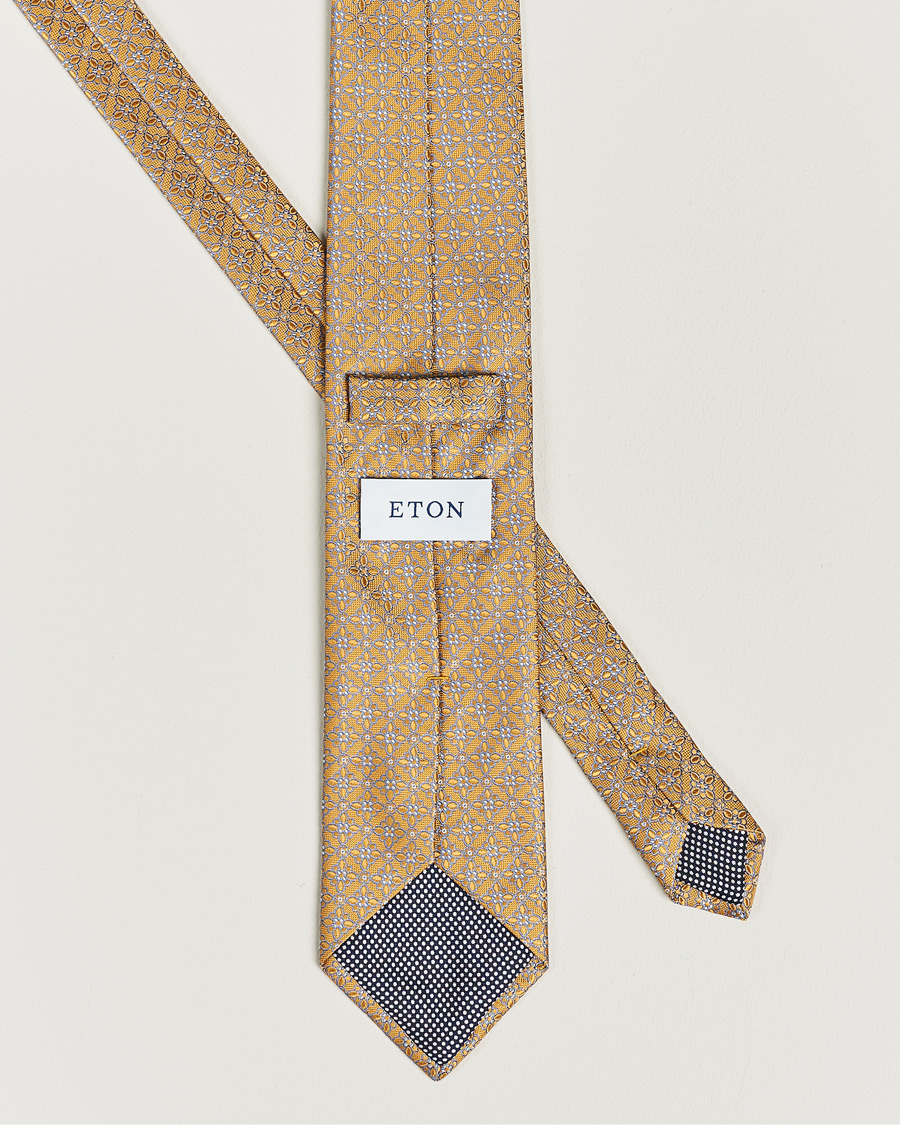 Mies | Eton Silk Printed Flower Tie Yellow | Eton | Silk Printed Flower Tie Yellow