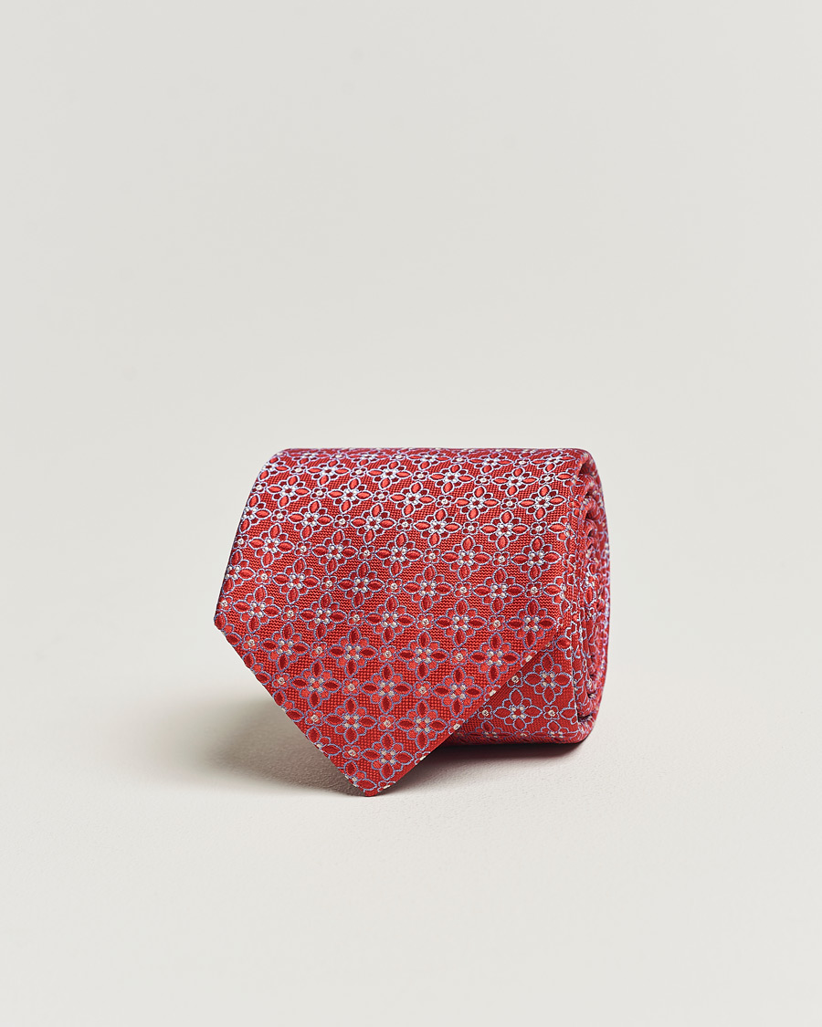 Mies | Eton Silk Printed Flower Tie Red | Eton | Silk Printed Flower Tie Red