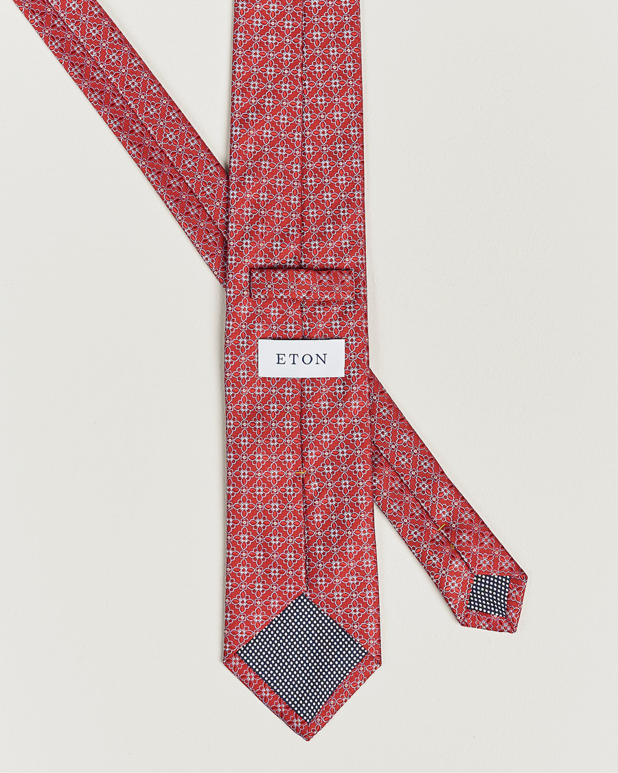 Mies | Eton Silk Printed Flower Tie Red | Eton | Silk Printed Flower Tie Red