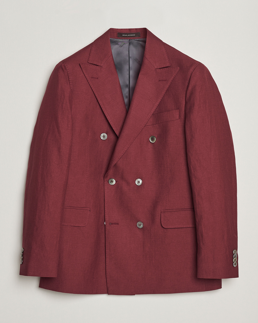 Mies | Pikkutakit | Oscar Jacobson | Farris Double Breasted Linen Blazer Moon Red