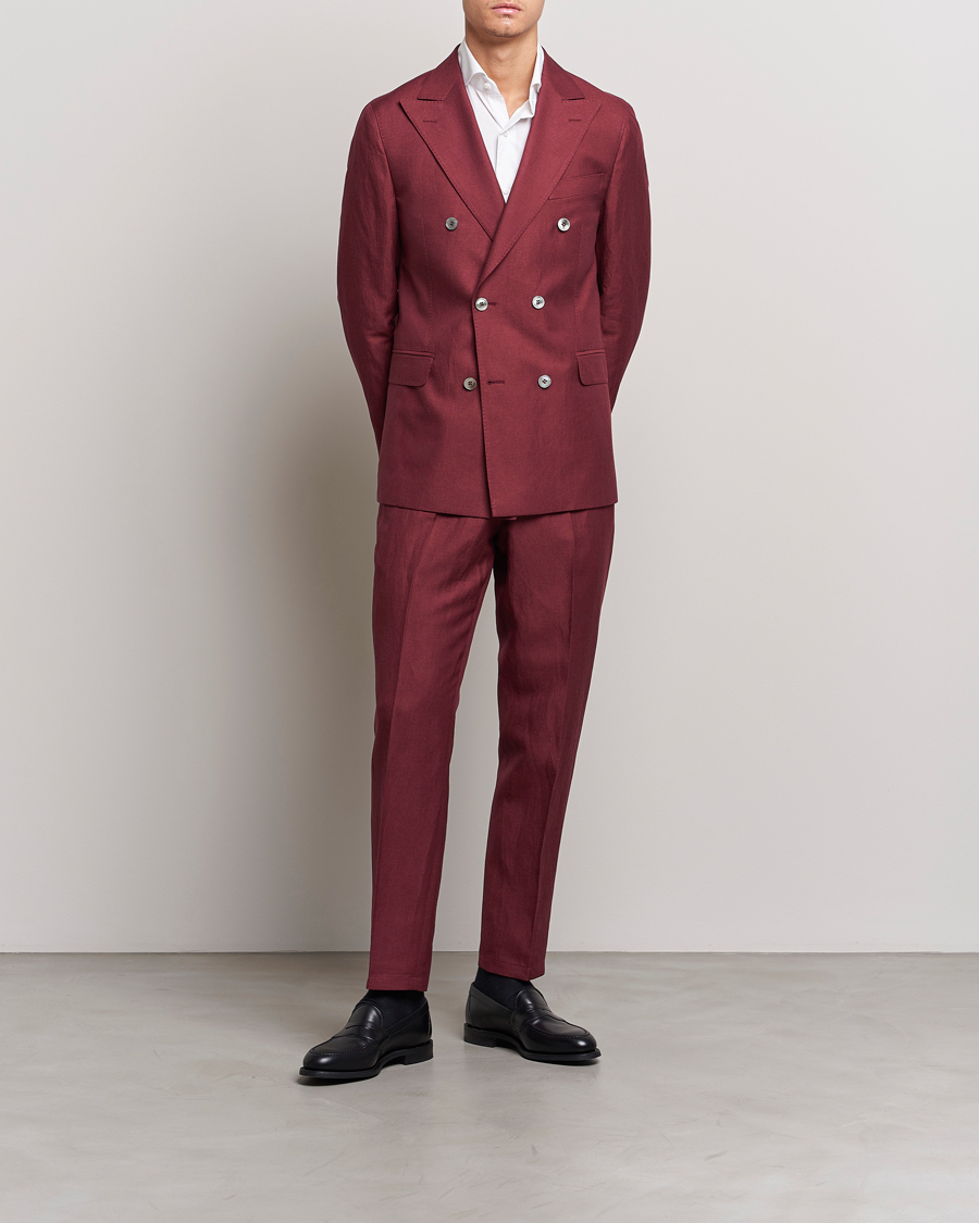 Mies | Pikkutakit | Oscar Jacobson | Farris Double Breasted Linen Blazer Moon Red