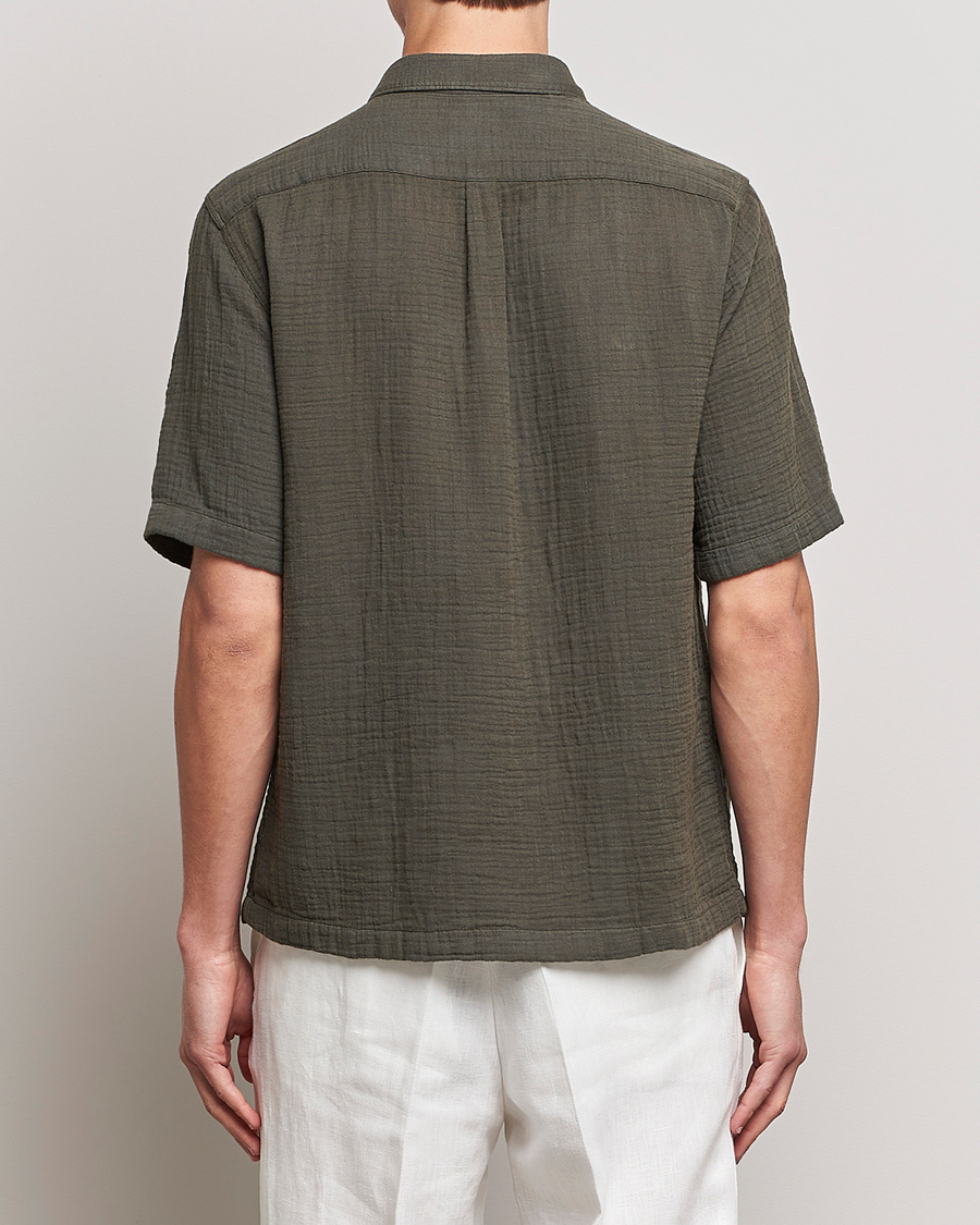 Mies | Kauluspaidat | Oscar Jacobson | Regular Fit City Crepe Cotton Shirt Green