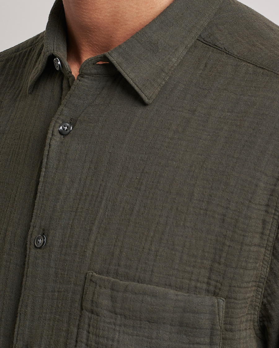 Mies | Kauluspaidat | Oscar Jacobson | Regular Fit City Crepe Cotton Shirt Green