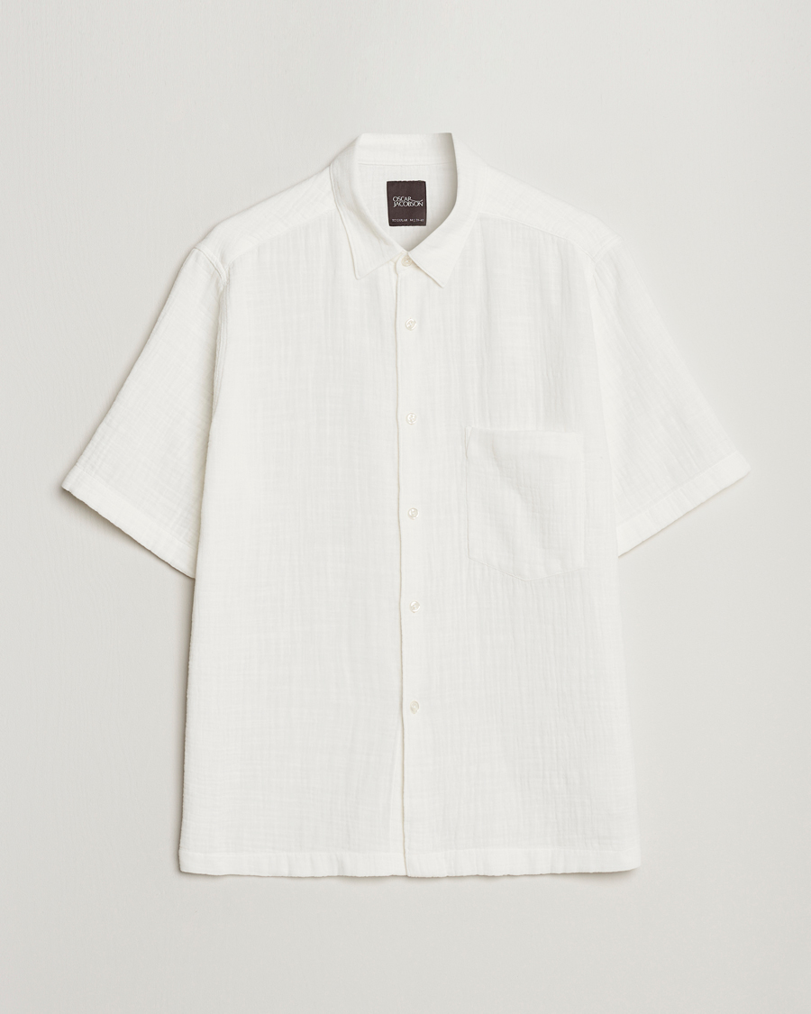 Mies | Kauluspaidat | Oscar Jacobson | Regular Fit City Crepe Linen Shirt Off White
