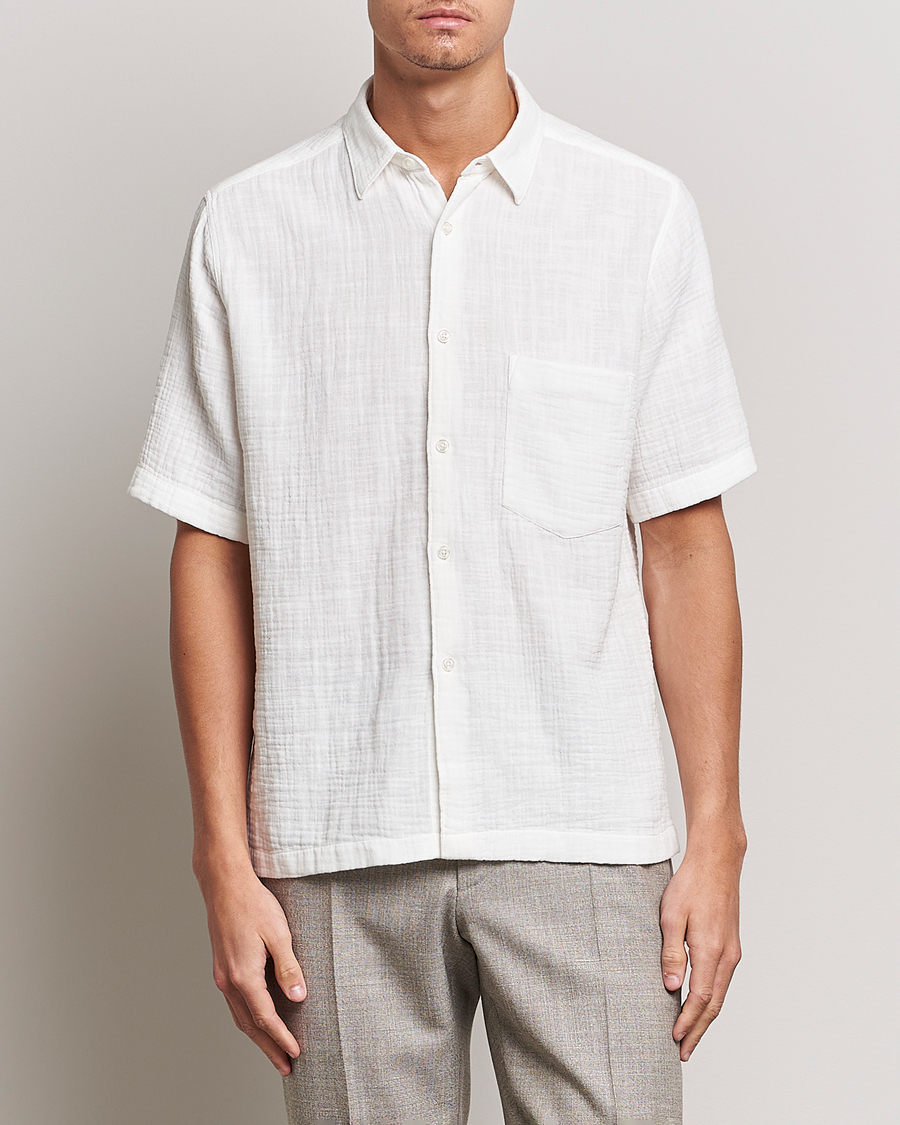 Mies | Kauluspaidat | Oscar Jacobson | Regular Fit City Crepe Linen Shirt Off White