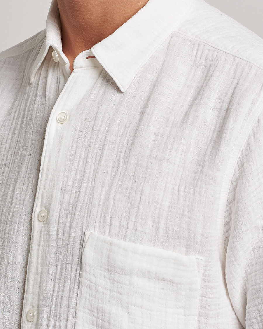 Mies | Kauluspaidat | Oscar Jacobson | Regular Fit City Crepe Linen Shirt Off White