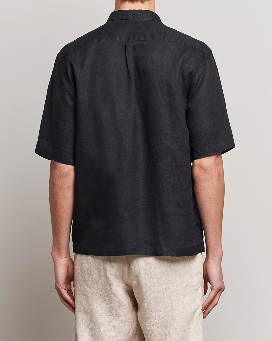 Mies | Kauluspaidat | Oscar Jacobson | Regular Fit City Signature Linen Shirt Black