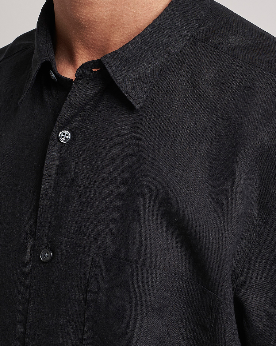 Mies | Kauluspaidat | Oscar Jacobson | Regular Fit City Signature Linen Shirt Black