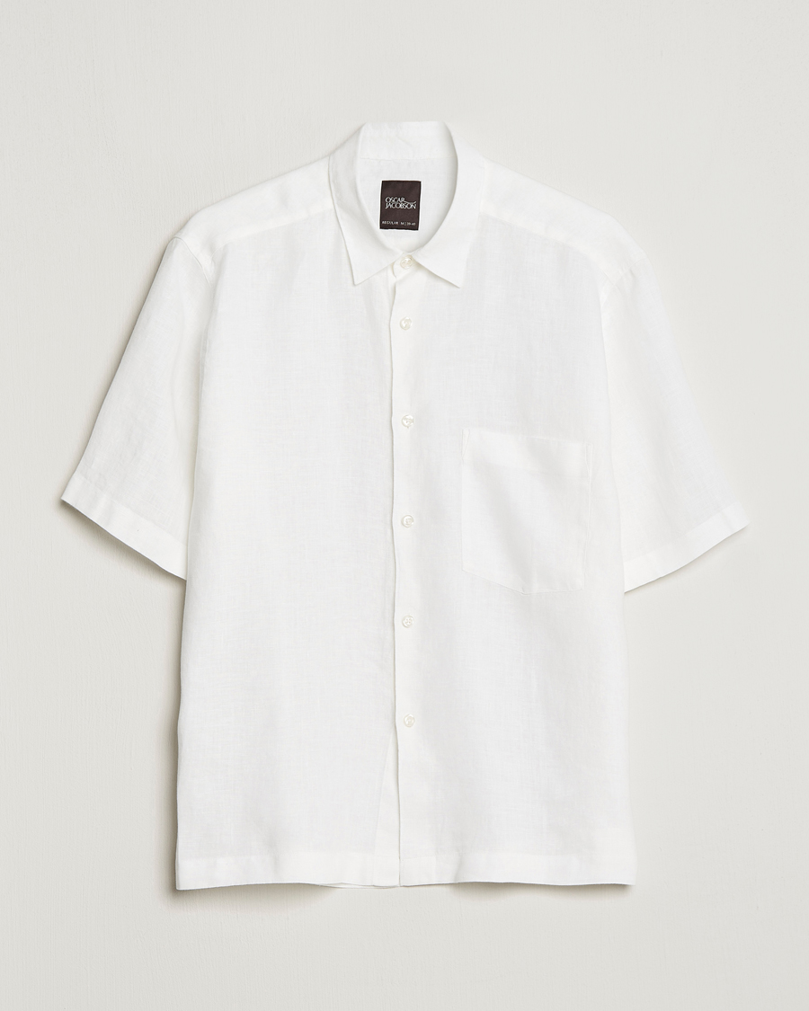 Mies | Kauluspaidat | Oscar Jacobson | Regular Fit City Signature Linen Shirt White