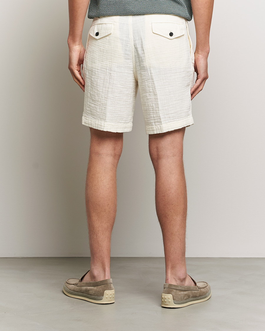 Mies | Shortsit | Oscar Jacobson | Tanker Pleated Crepe Cotton Shorts White