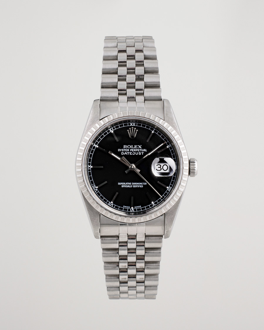 Mies | Pre-Owned & Vintage Watches | Rolex Pre-Owned | Datejust 16220 Oyster Perpetual Black Steel Black