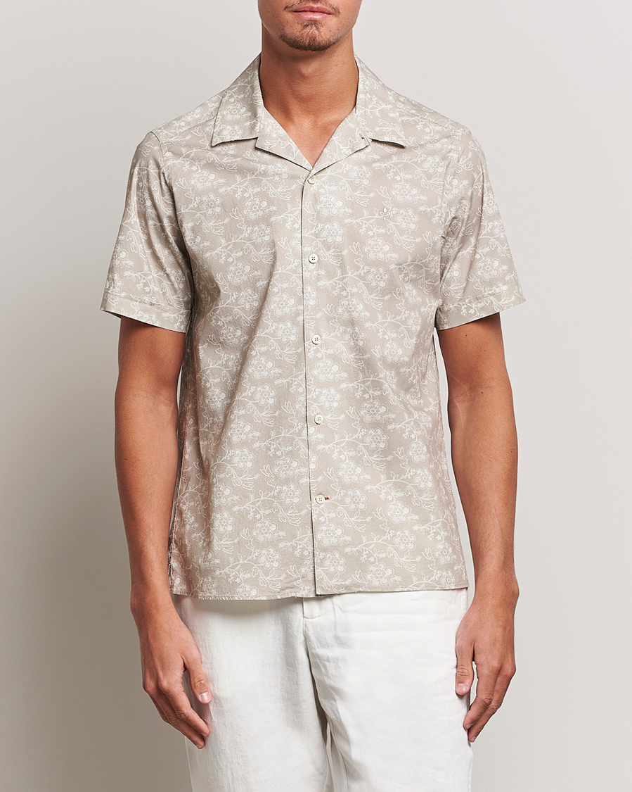 Mies | Kauluspaidat | Morris | Printed Short Sleeve Shirt Khaki