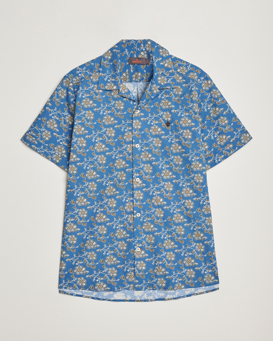 Mies | Kauluspaidat | Morris | Printed Short Sleeve Shirt Blue