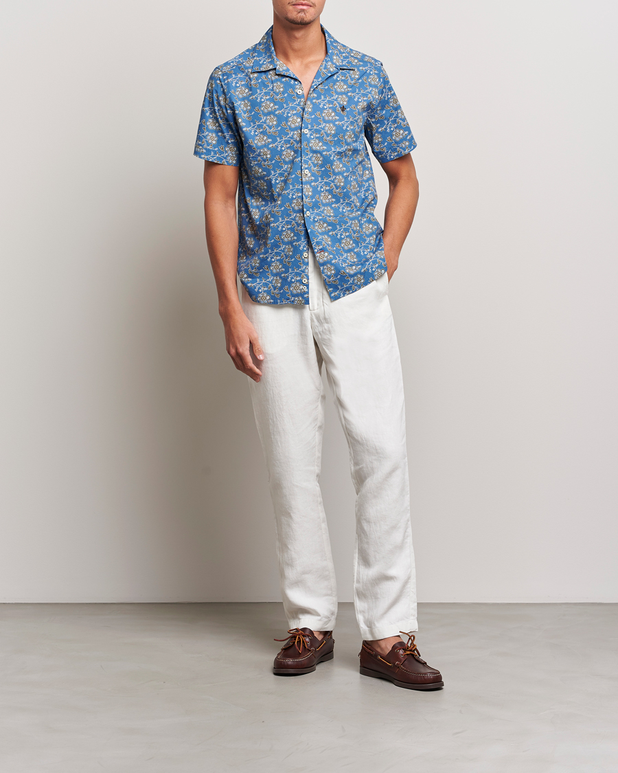 Mies | Kauluspaidat | Morris | Printed Short Sleeve Shirt Blue