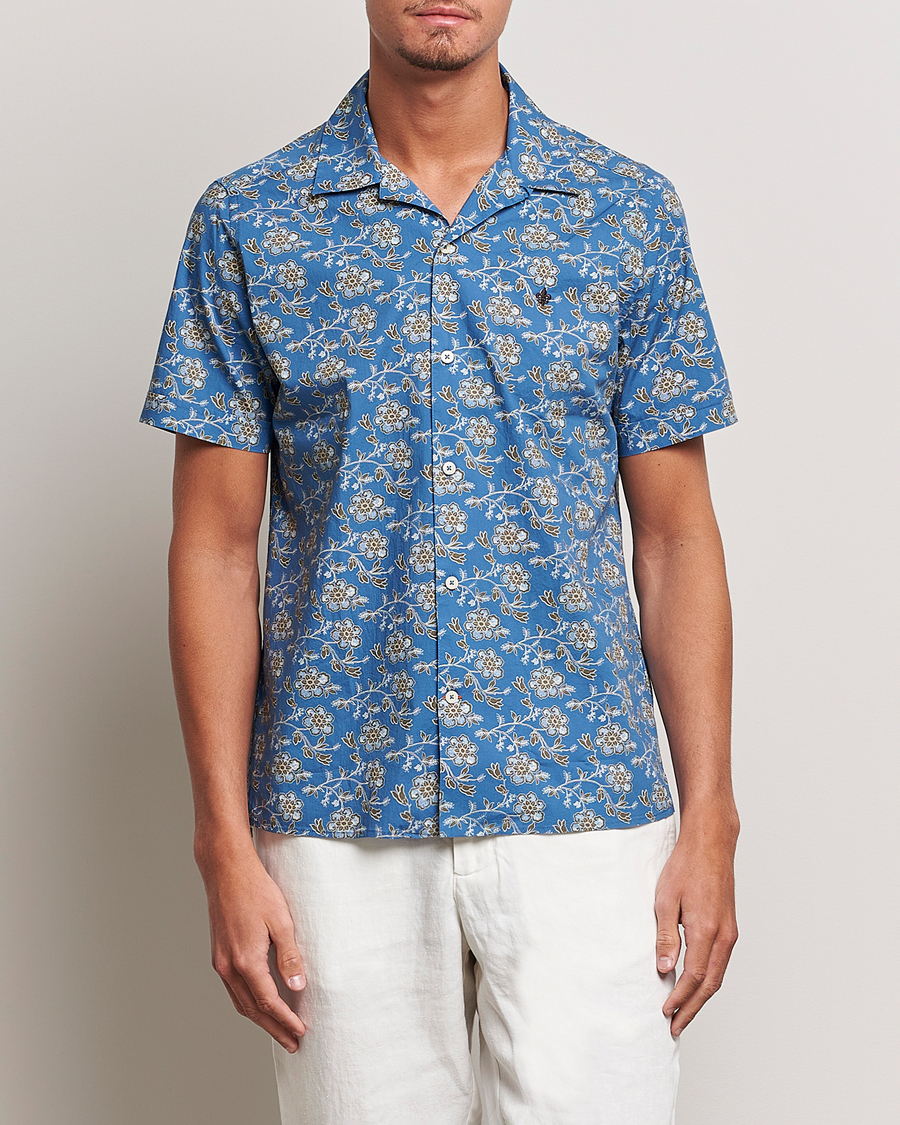 Mies | Kauluspaidat | Morris | Printed Short Sleeve Shirt Blue