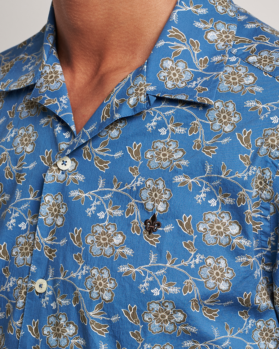 Mies | Kauluspaidat | Morris | Printed Short Sleeve Shirt Blue
