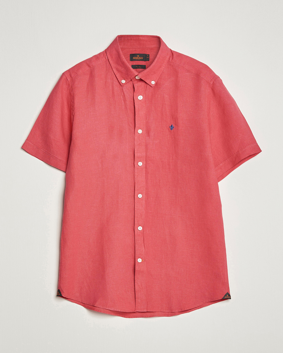 Mies | Kauluspaidat | Morris | Douglas Linen Short Sleeve Shirt Cerise
