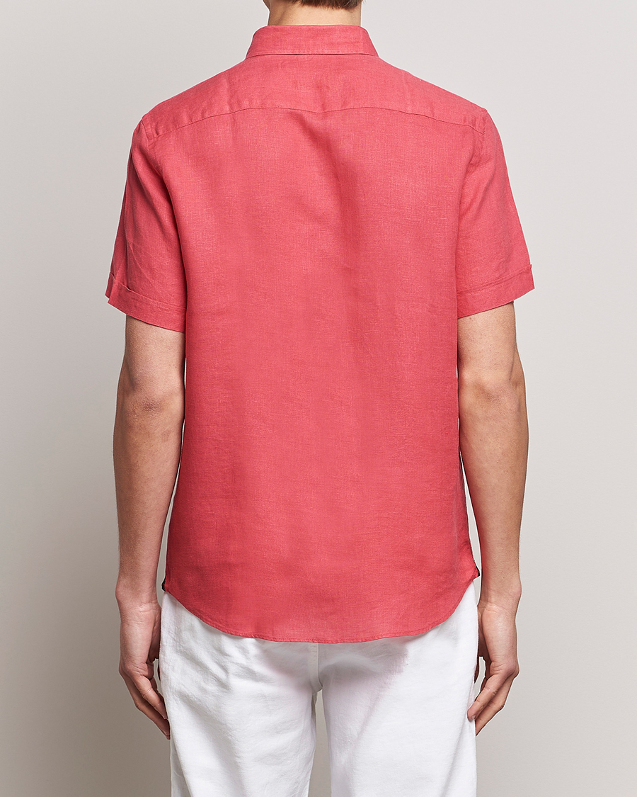 Mies | Kauluspaidat | Morris | Douglas Linen Short Sleeve Shirt Cerise