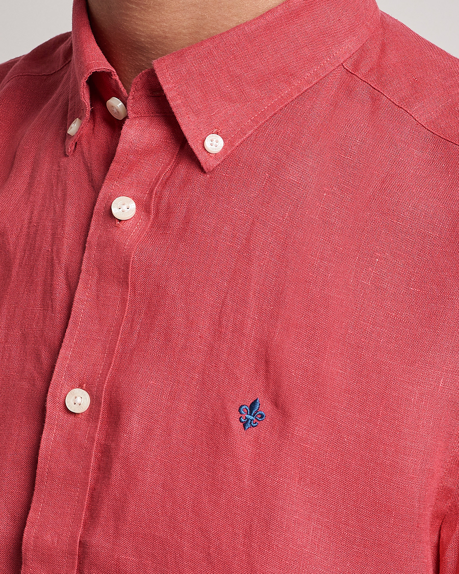 Mies | Kauluspaidat | Morris | Douglas Linen Short Sleeve Shirt Cerise