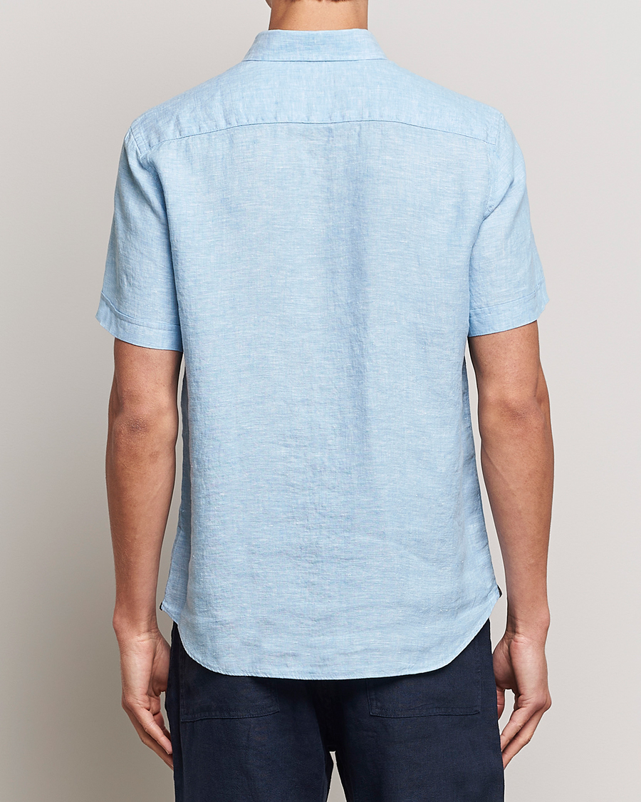 Mies | Kauluspaidat | Morris | Douglas Short Sleeve Linen Shirt Light Blue