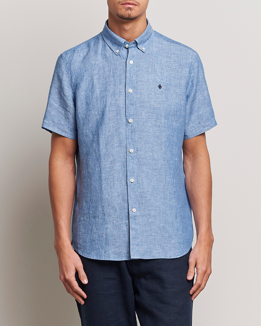 Mies |  | Morris | Douglas Linen Short Sleeve Shirt Blue