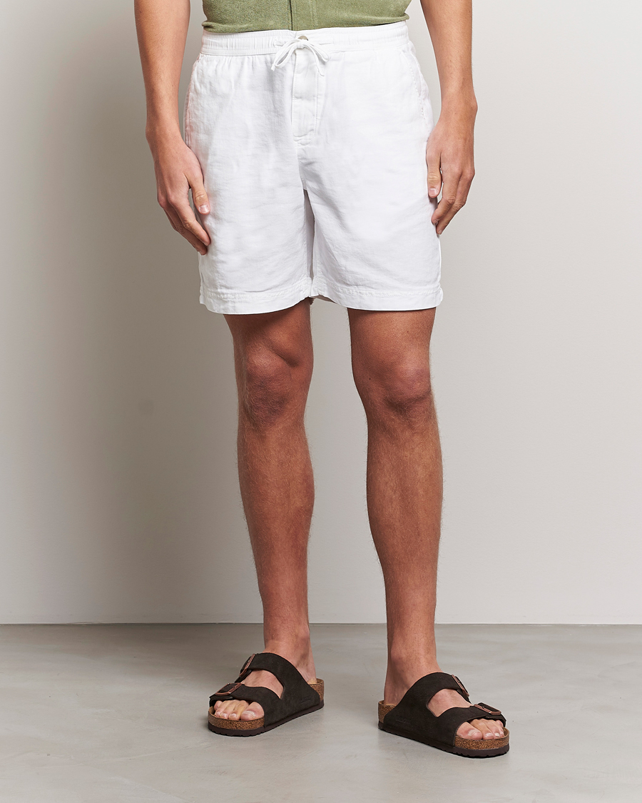 Mies |  | Morris | Fenix Linen Drawstring Shorts White