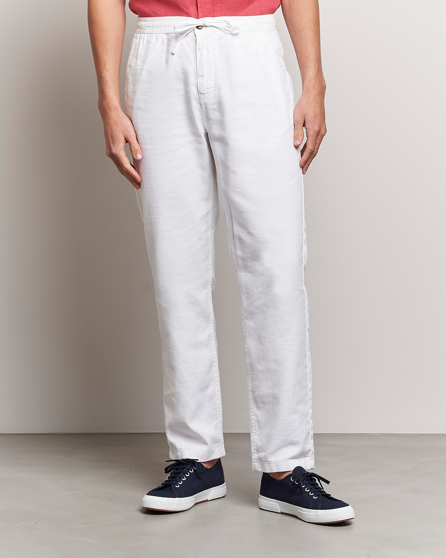 Mies | Pellavahousut | Morris | Fenix Linen Drawstring Trousers White