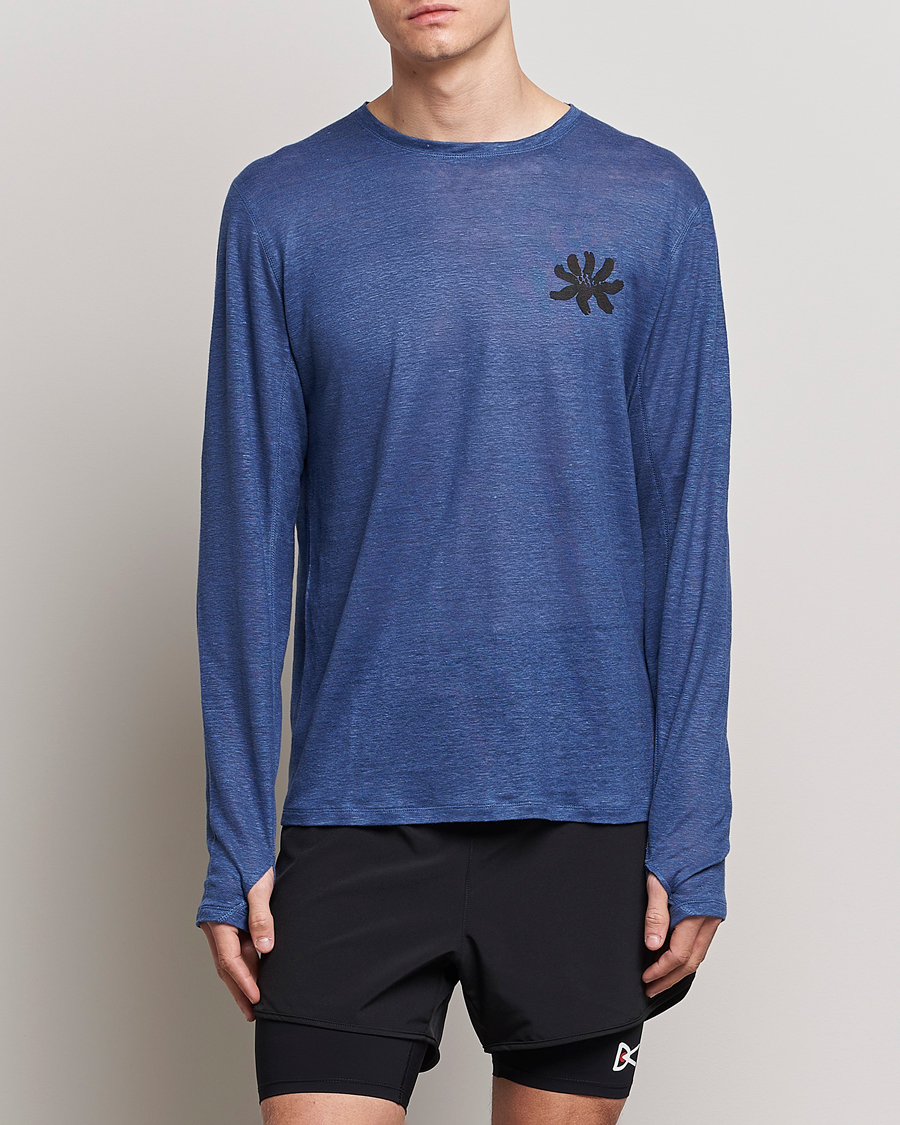 Mies | Pitkähihaiset t-paidat | District Vision | Suhka Hemp Long Sleeve T-Shirt Ocean Blue