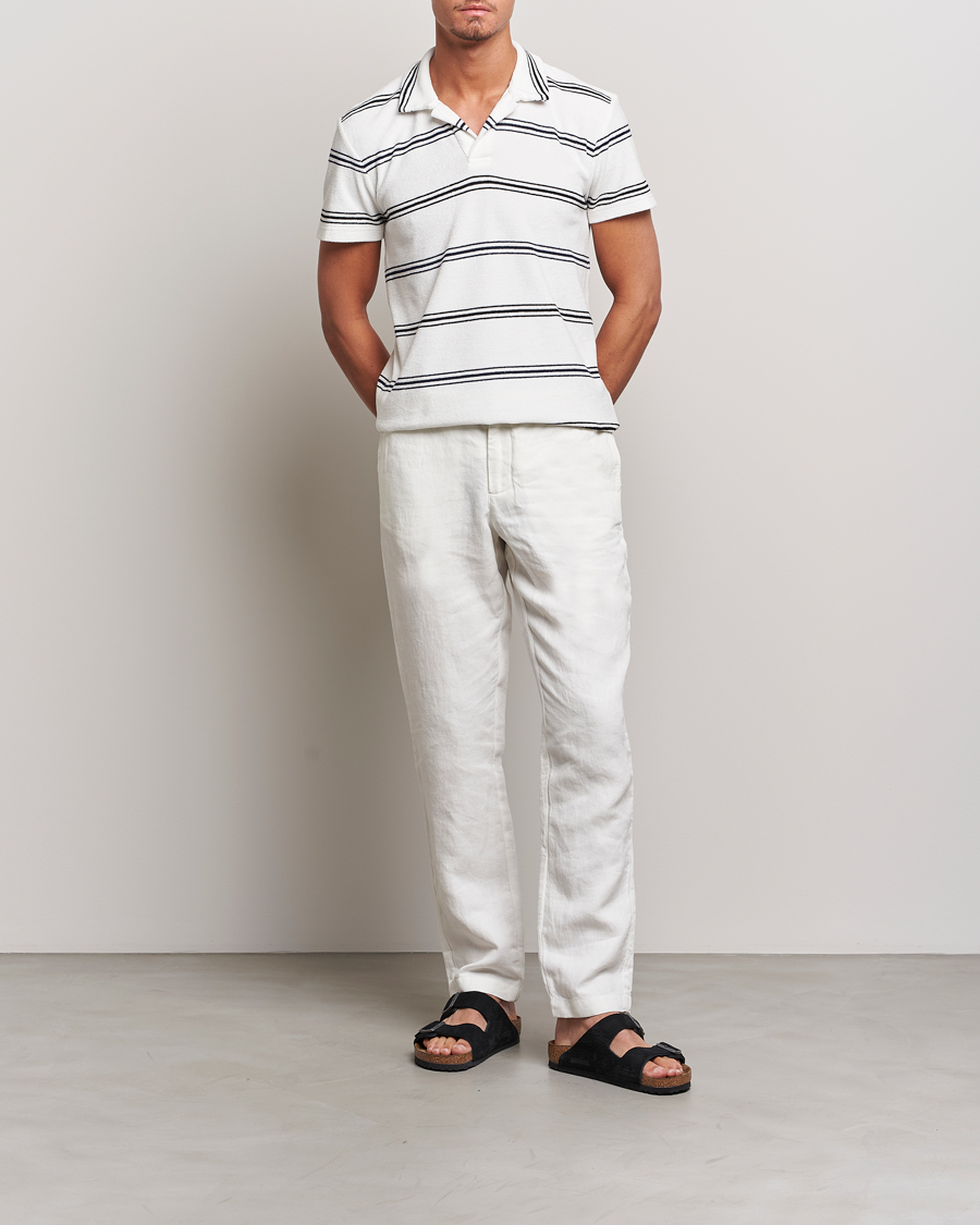 Mies | Pikeet | Orlebar Brown | Terry Classic Twin Stripe Polo White/Night Iris