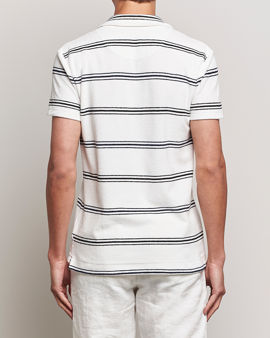 Mies | Pikeet | Orlebar Brown | Terry Classic Twin Stripe Polo White/Night Iris