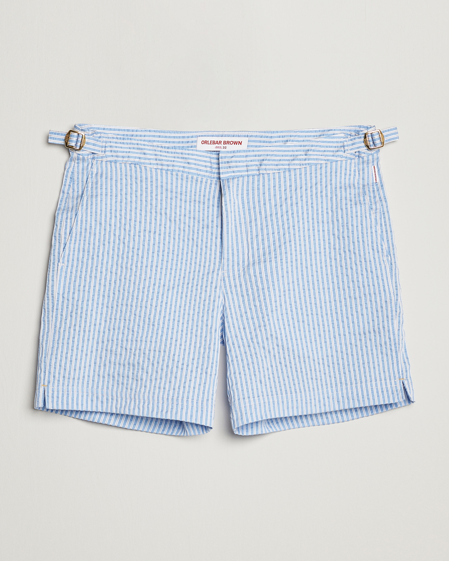 Mies | Uimahousut | Orlebar Brown | Bulldog Classic Stripe Swimshorts White/Light Island Sky