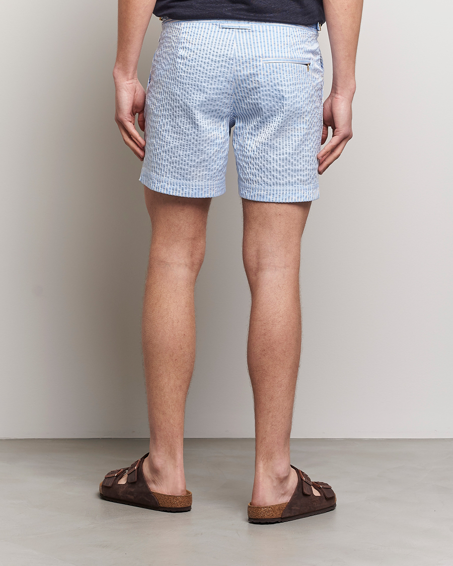 Mies | Uimahousut | Orlebar Brown | Bulldog Classic Stripe Swimshorts White/Light Island Sky