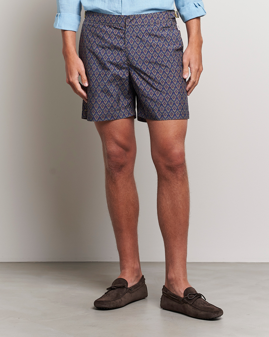 Mies | Uimahousut | Orlebar Brown | Bulldog Sunny Deco Printed Swimshorts Midnight Navy