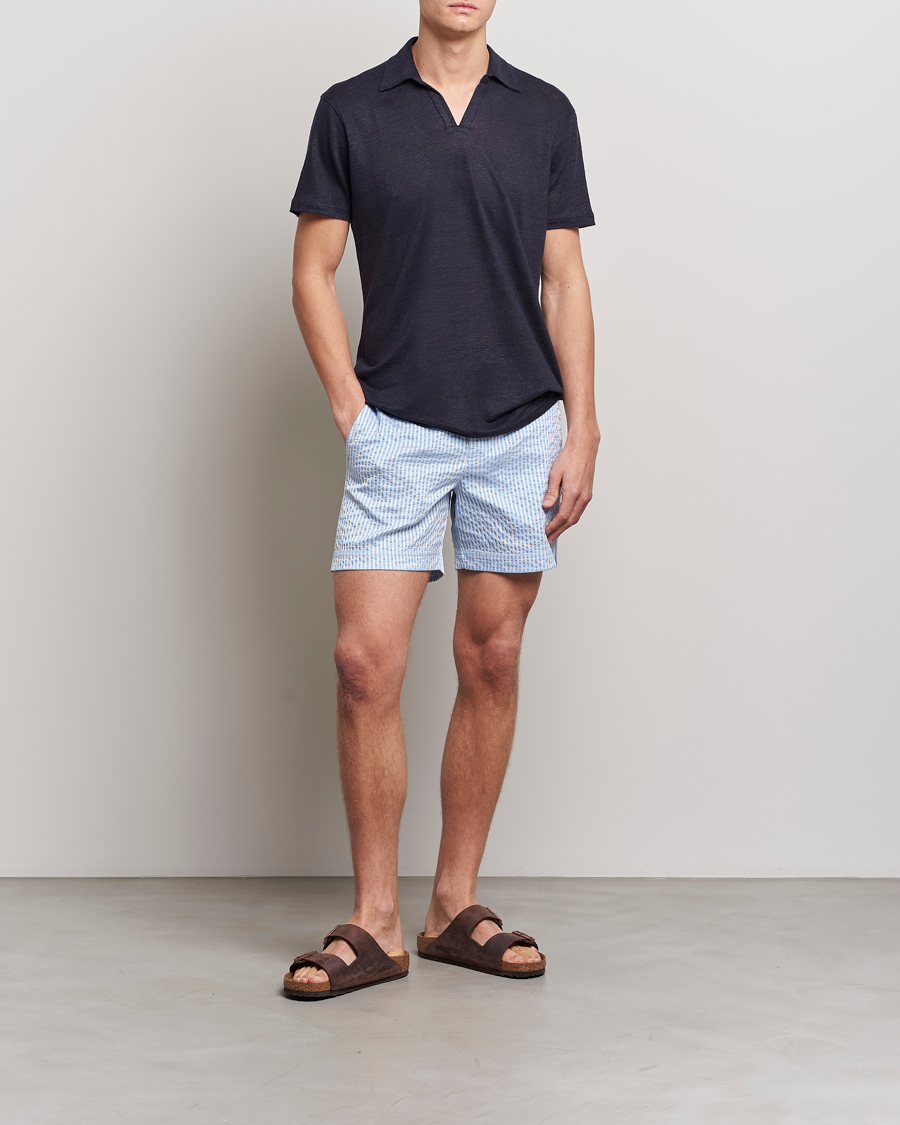 Mies | Pikeet | Orlebar Brown | Felix Placket Short Sleeve Linen Polo Night Iris