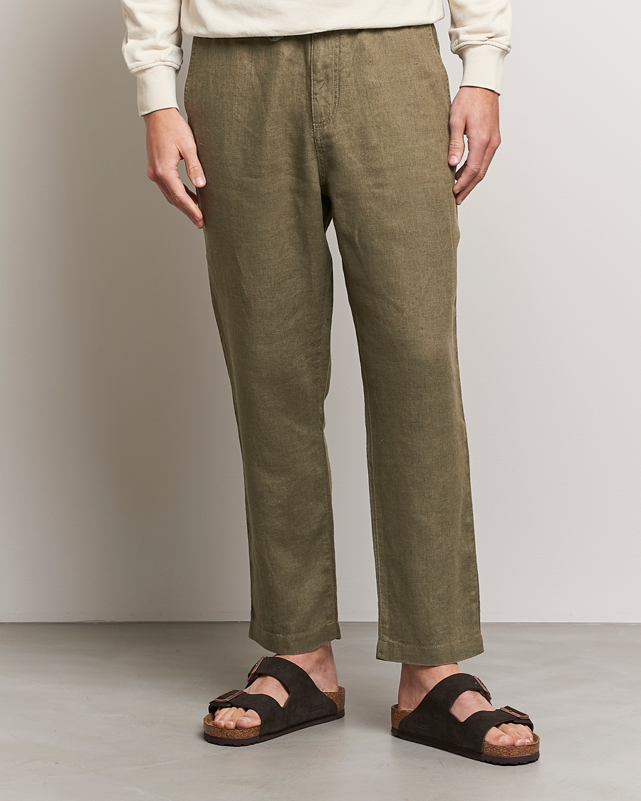 Mies |  | NN07 | Keith Drawstring Linen Trousers Army