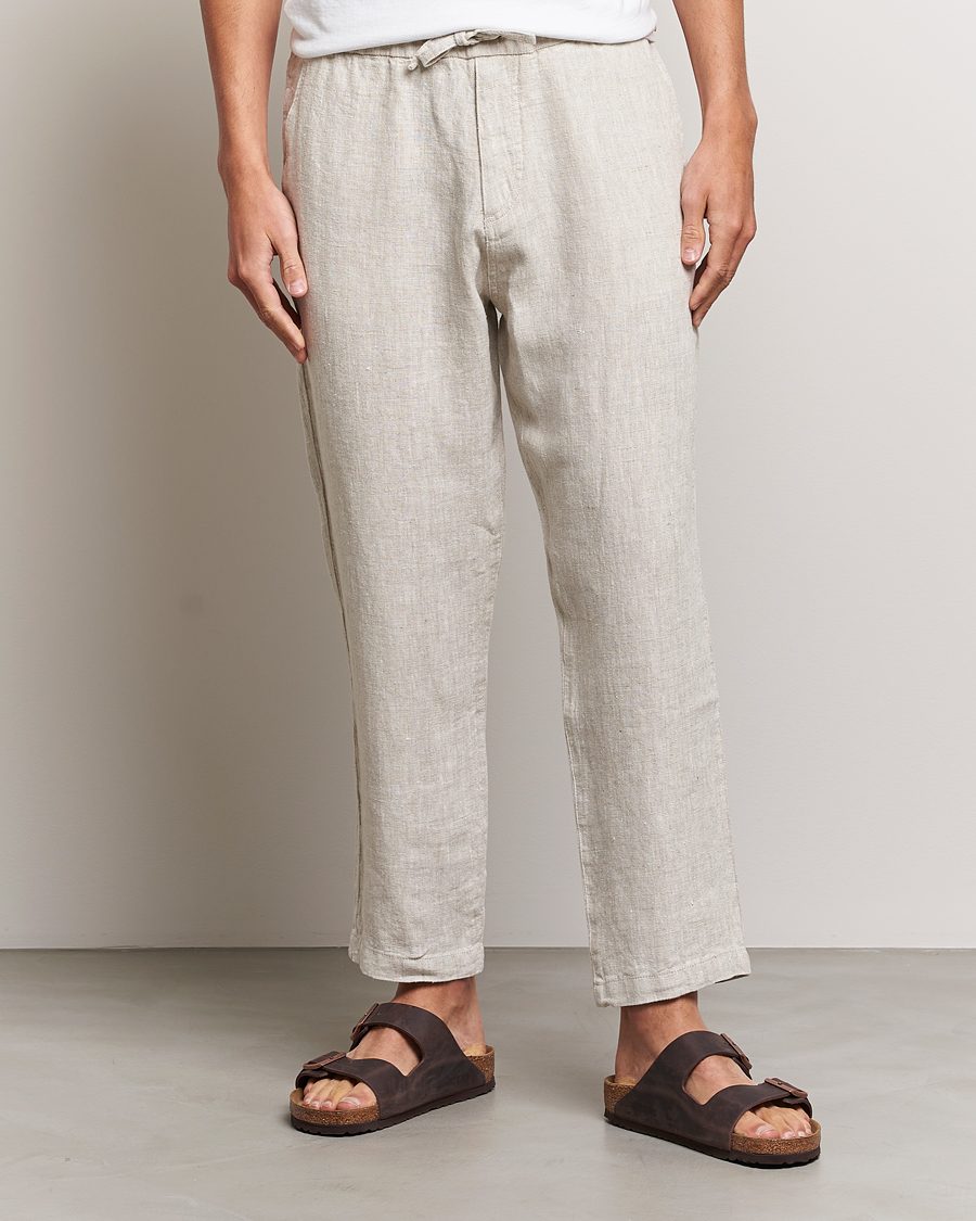Mies |  | NN07 | Keith Drawstring Linen Trousers Oat