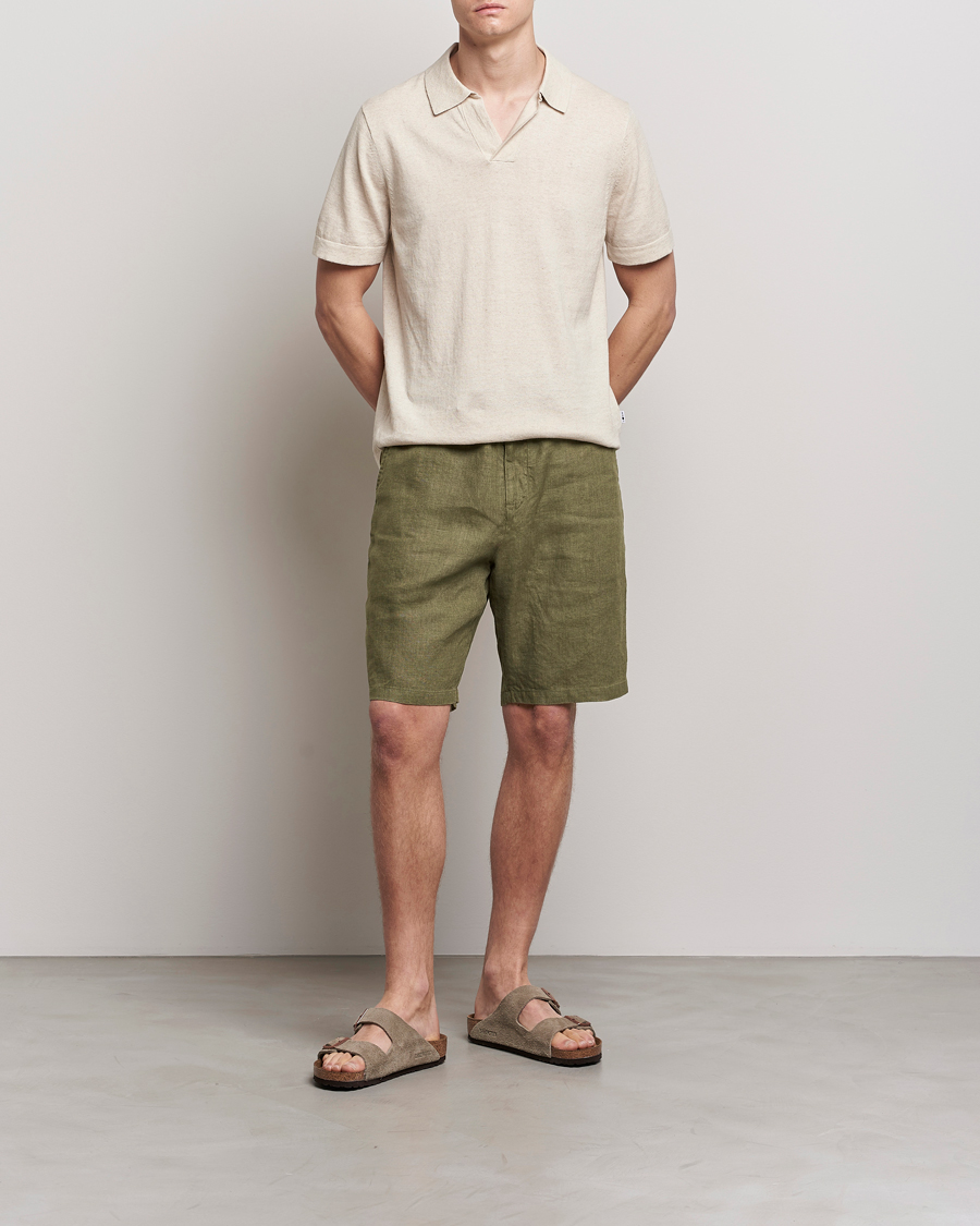 Mies | Shortsit | NN07 | Keith Drawstring Linen Shorts Army