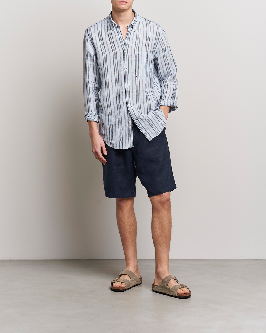 Mies | Shortsit | NN07 | Keith Drawstring Linen Shorts Navy