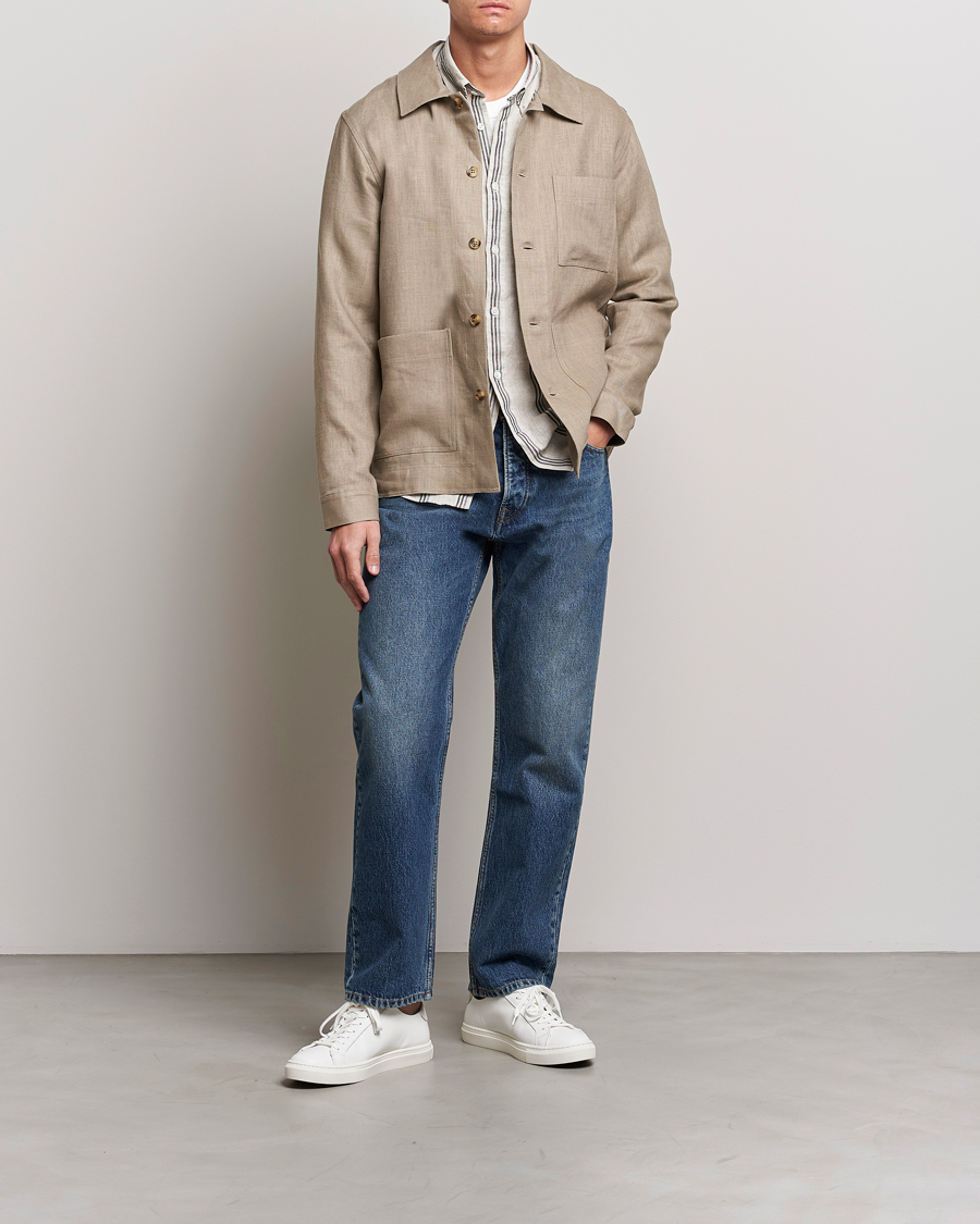 Mies | Kauluspaidat | NN07 | Olav Linen Overshirt Greige