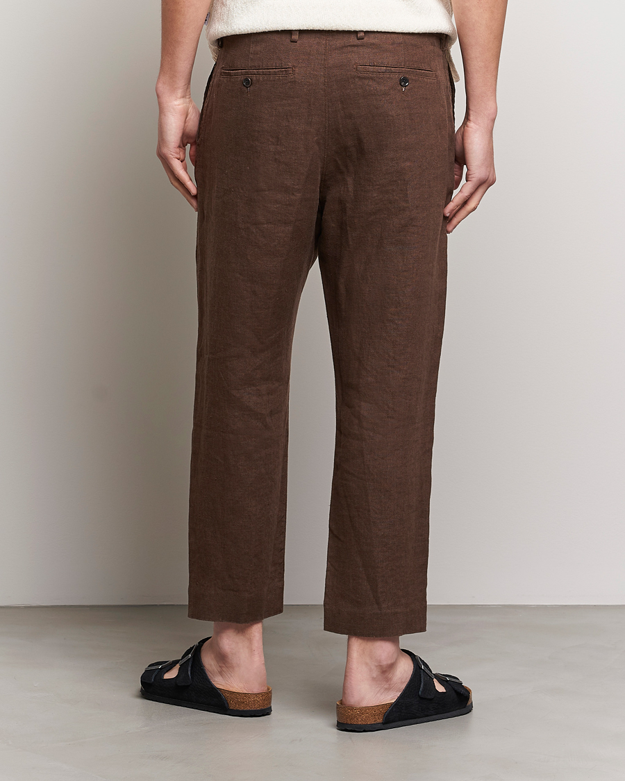Mies | Housut | NN07 | Bill Pleated Linen Trousers Brown