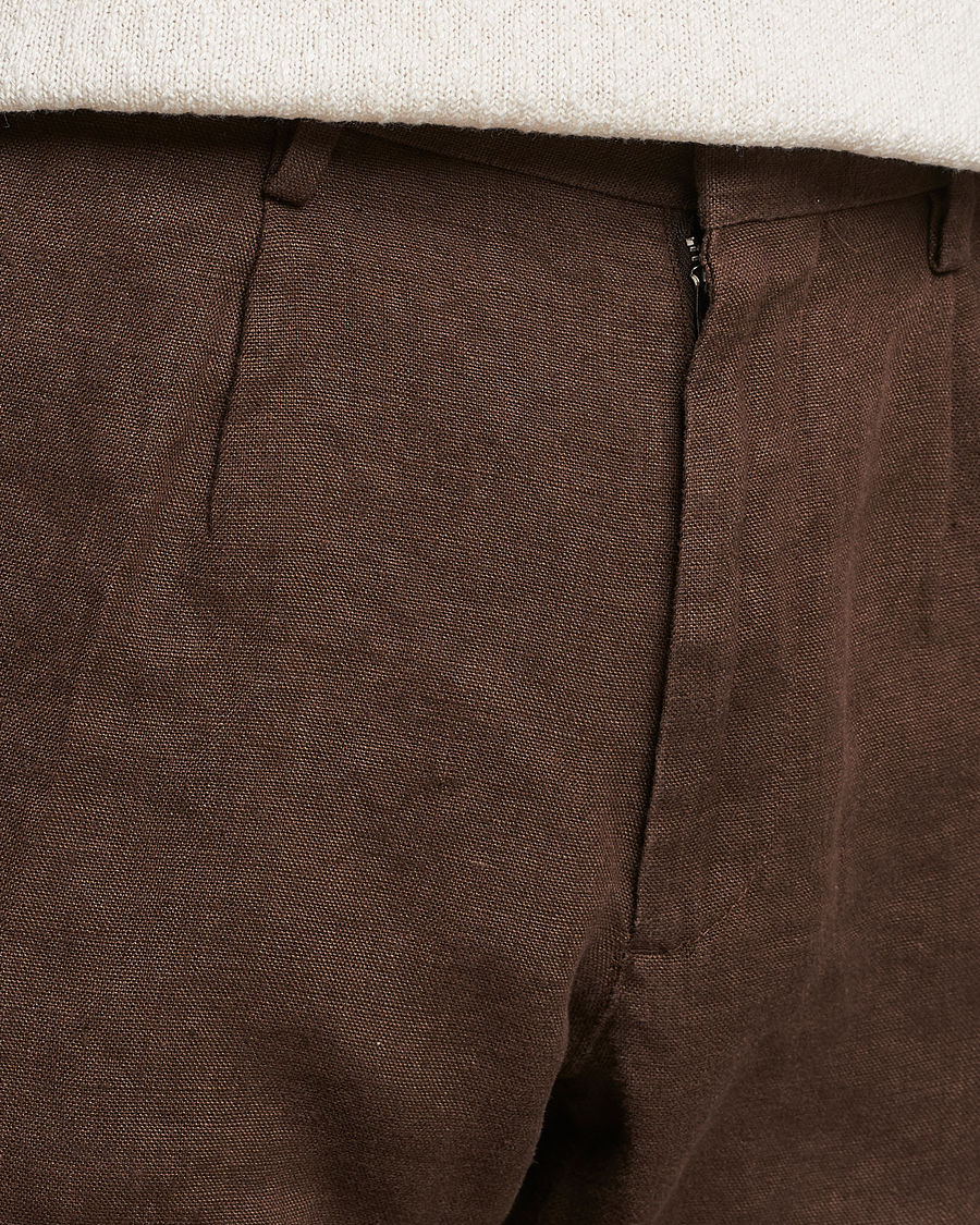 Mies | Housut | NN07 | Bill Pleated Linen Trousers Brown