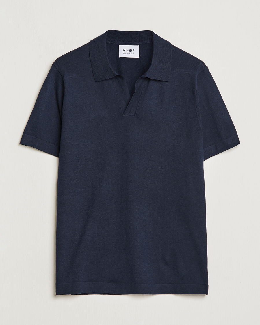 Mies | Pikeet | NN07 | Ryan Cotton/Linen Polo Navy Blue