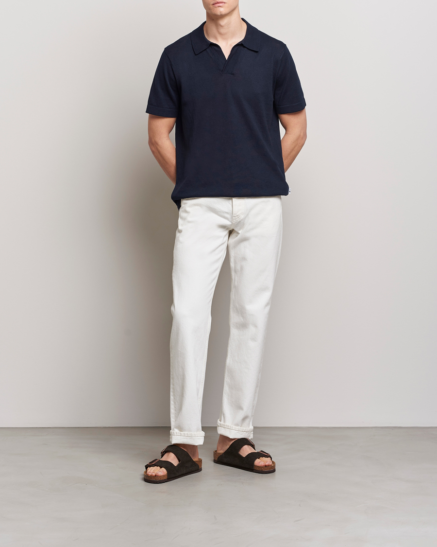 Mies | Pikeet | NN07 | Ryan Cotton/Linen Polo Navy Blue
