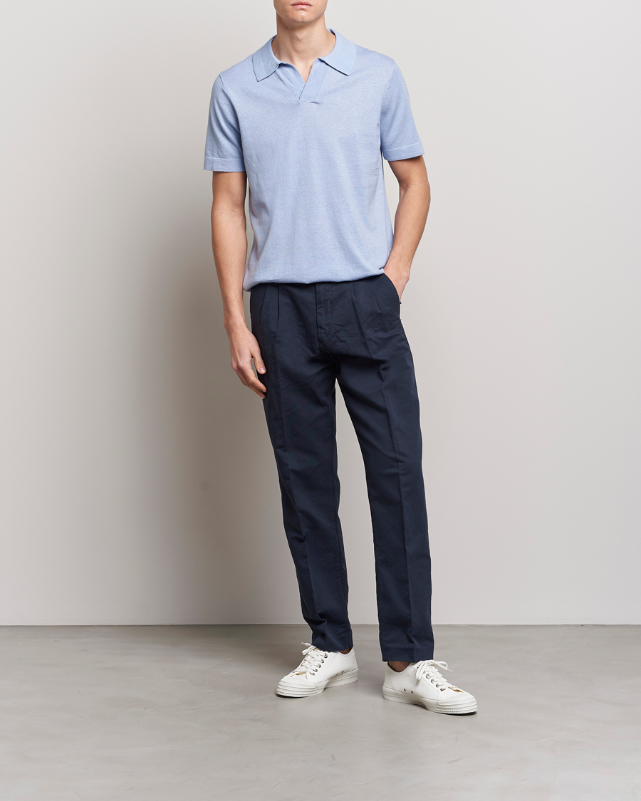Mies | Pikeet | NN07 | Ryan Cotton/Linen Polo Brunnera Blue