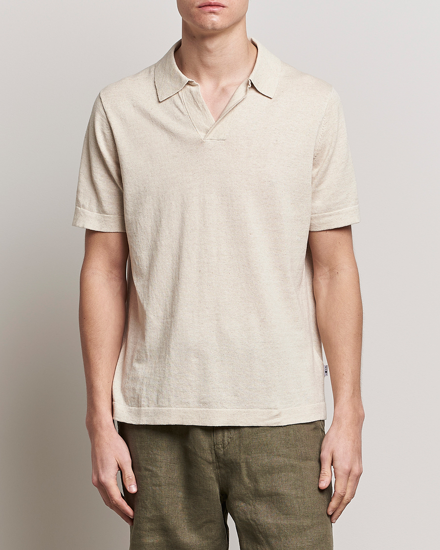 Mies | Pikeet | NN07 | Ryan Cotton/Linen Polo Oat