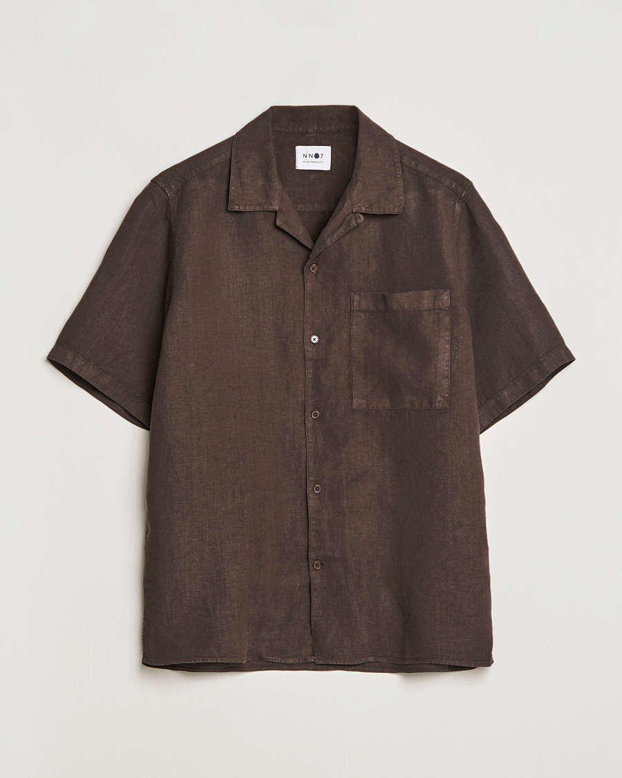 Mies | Kauluspaidat | NN07 | Julio Linen Resort Shirt Brown